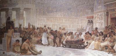 Alma-Tadema, Sir Lawrence Edwin Long,An Egyptian Feast (mk23) oil painting picture